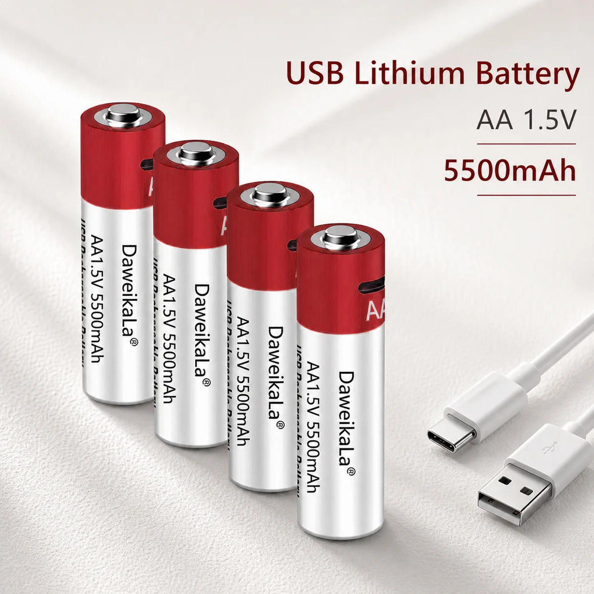 High Quality AA USB Rechargeable Li-ion Battery 1.5V 5500mAh With Charging Cable for Toys MP3 Player Watch Thermometer Keyboard
High Quality AA USB Rechargeable Li-ion Battery 1.5V 5500mAh With Charging Cable for Toys MP3 Player Watch Thermometer Keyboard