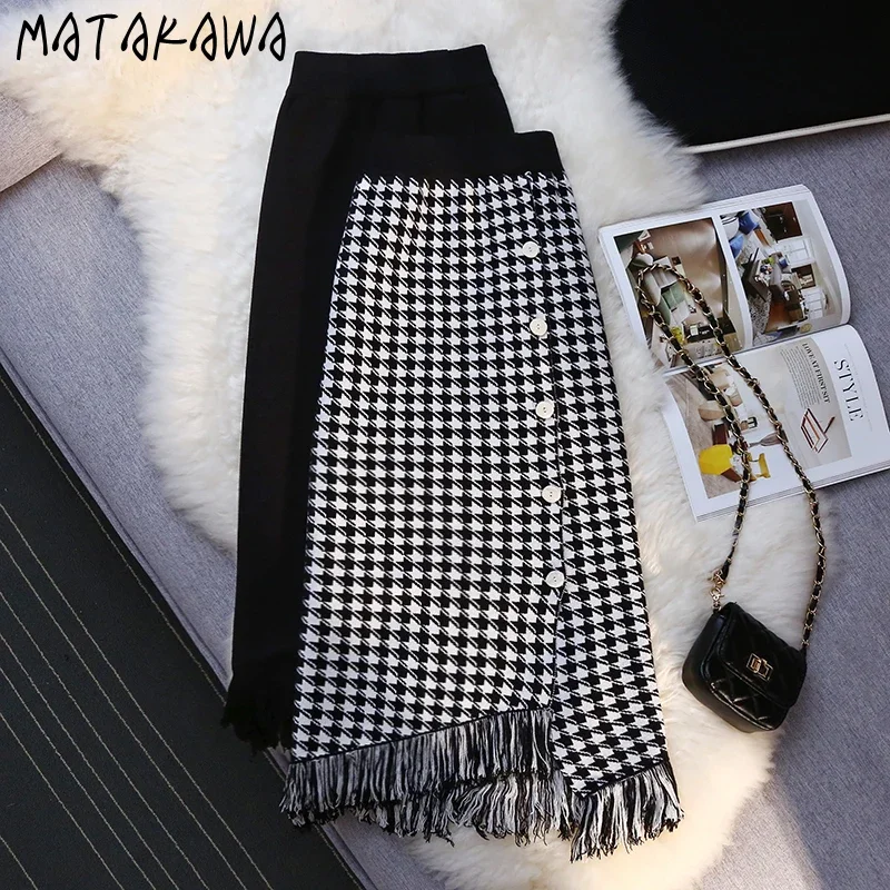 Matakawa Knitted Plaid Women Skirts Irregular Autumn Winter Korean Fashion Faldas Mujer Elegant Chic Vintage Long Skirt
Matakawa Knitted Plaid Women Skirts Irregular Autumn Winter Korean Fashion Faldas Mujer Elegant Chic Vintage Long Skirt