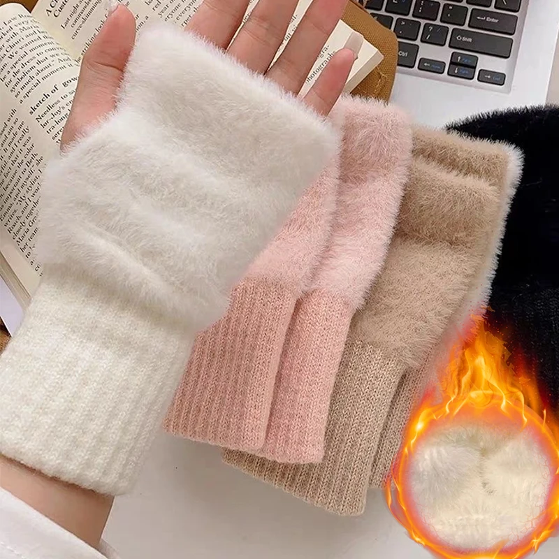 Soft Mink Fleece Gloves for Women Girls Winter Warm Fingerless Gloves Solid Plush Knitted Half Finger Wrist Mittens Writting
Soft Mink Fleece Gloves for Women Girls Winter Warm Fingerless Gloves Solid Plush Knitted Half Finger Wrist Mittens Writting