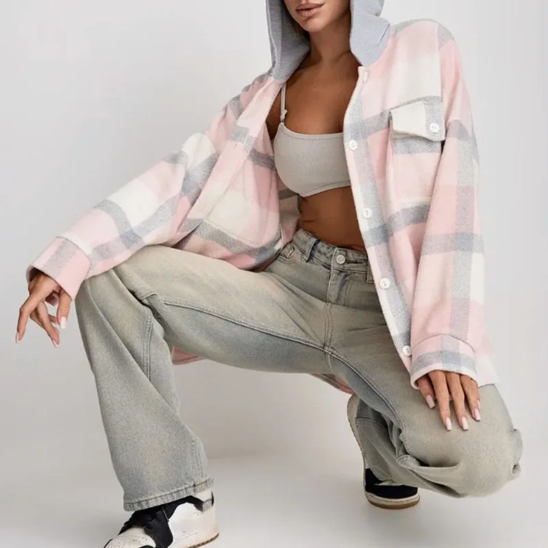 Осень-зима, новые толстовки с капюшоном, модная однобортная свободная куртка в клетку с принтом, модное пальто с длинными рукавами и цветными блоками
Осень-зима, новые толстовки с капюшоном, модная однобортная свободная куртка в клетку с принтом, модное пальто с длинными рукавами и цветными блоками