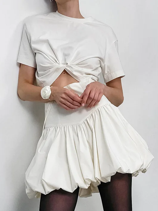 2025 Women's White Balloon Midi Skirt Elegant Cotton A-Line Half Skirt with Drawstring Waist Minimalist Voluminous Office Skir
2025 Women's White Balloon Midi Skirt Elegant Cotton A-Line Half Skirt with Drawstring Waist Minimalist Voluminous Office Skir
