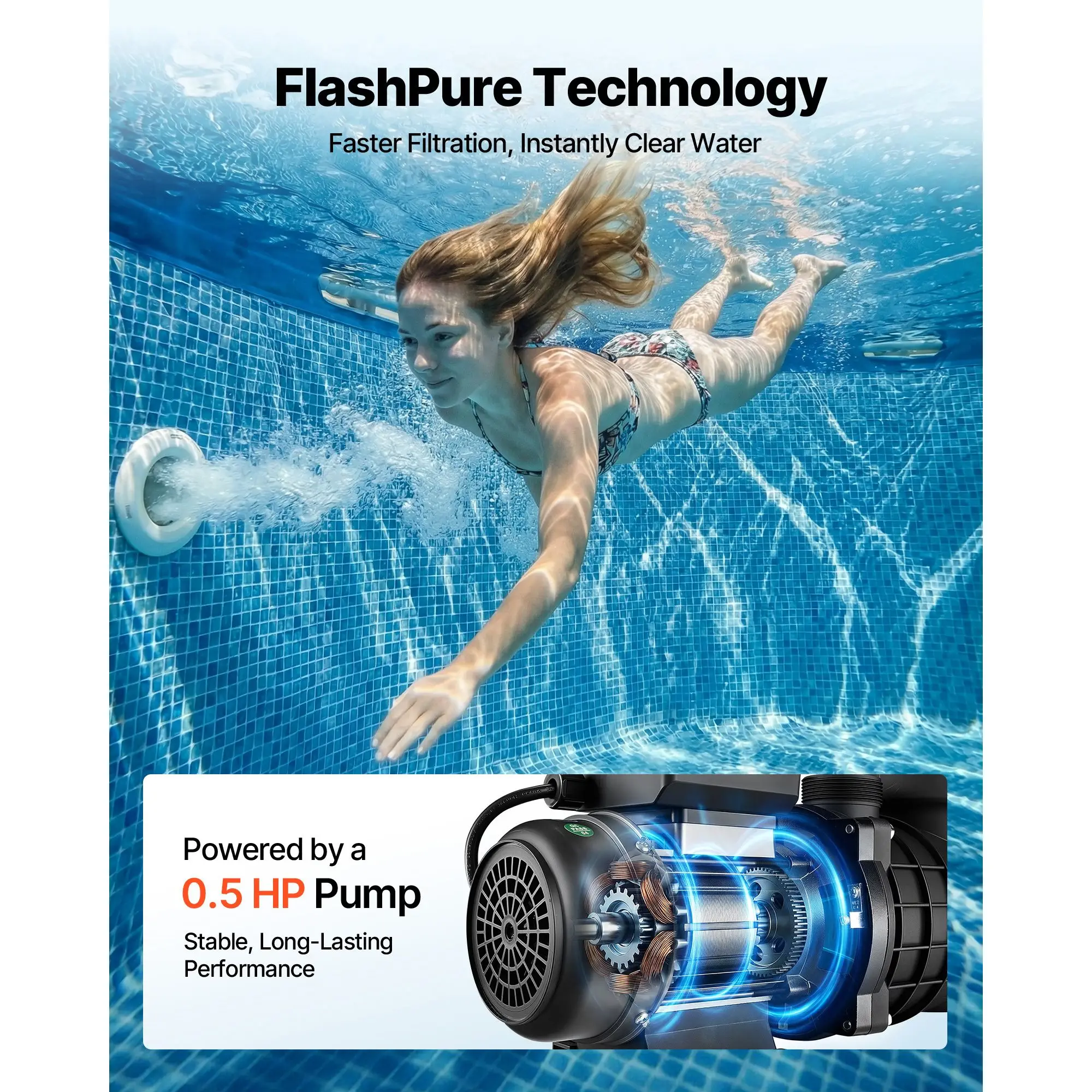FlashPure Sand Filter Pump, 12 in for Above Ground Pool, 0.5 HP 3000 GPH, Swimming Pool Filter System with Timer, 6X Faster Filtration, Media Installed, Leak-Resistant, Ready to Use Out of Box
FlashPure Sand Filter Pump, 12 in for Above Ground Pool, 0.5 HP 3000 GPH, Swimming Pool Filter System with Timer, 6X Faster Filtration, Media Installed, Leak-Resistant, Ready to Use Out of Box