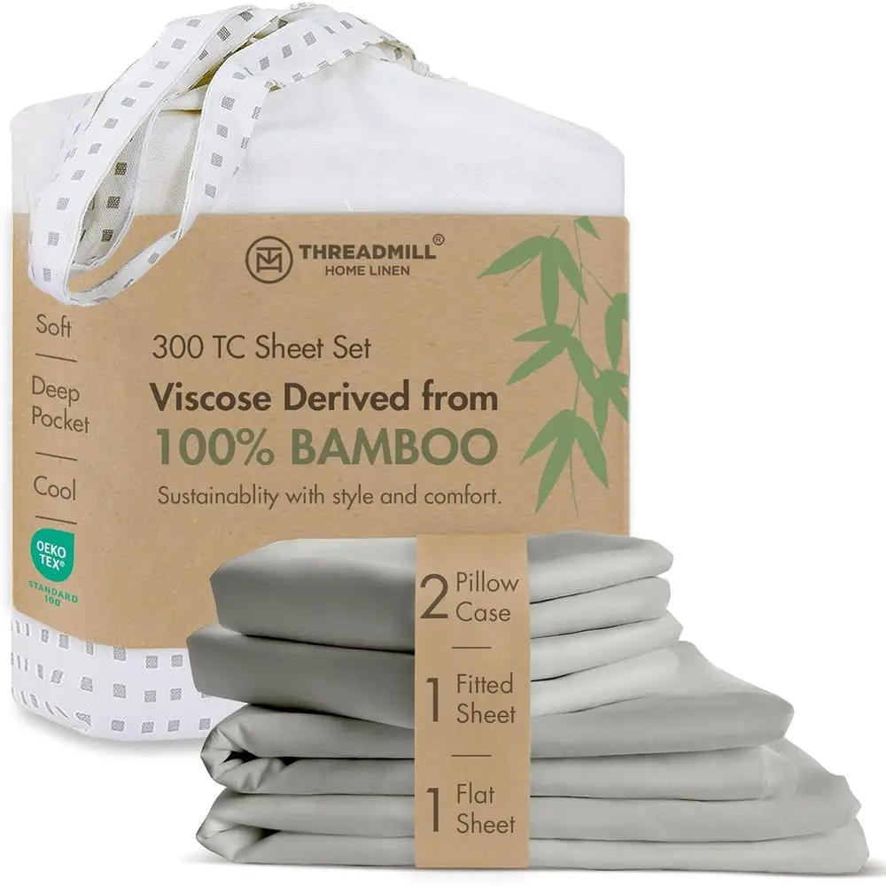 Queen Size Bamboo Sheet Set - 4-Piece Viscose, Light Grey, Silky Soft, Cool & Breathable, 16 Deep Pocket, Moisture Wicking & Coo
Queen Size Bamboo Sheet Set - 4-Piece Viscose, Light Grey, Silky Soft, Cool & Breathable, 16 Deep Pocket, Moisture Wicking & Coo