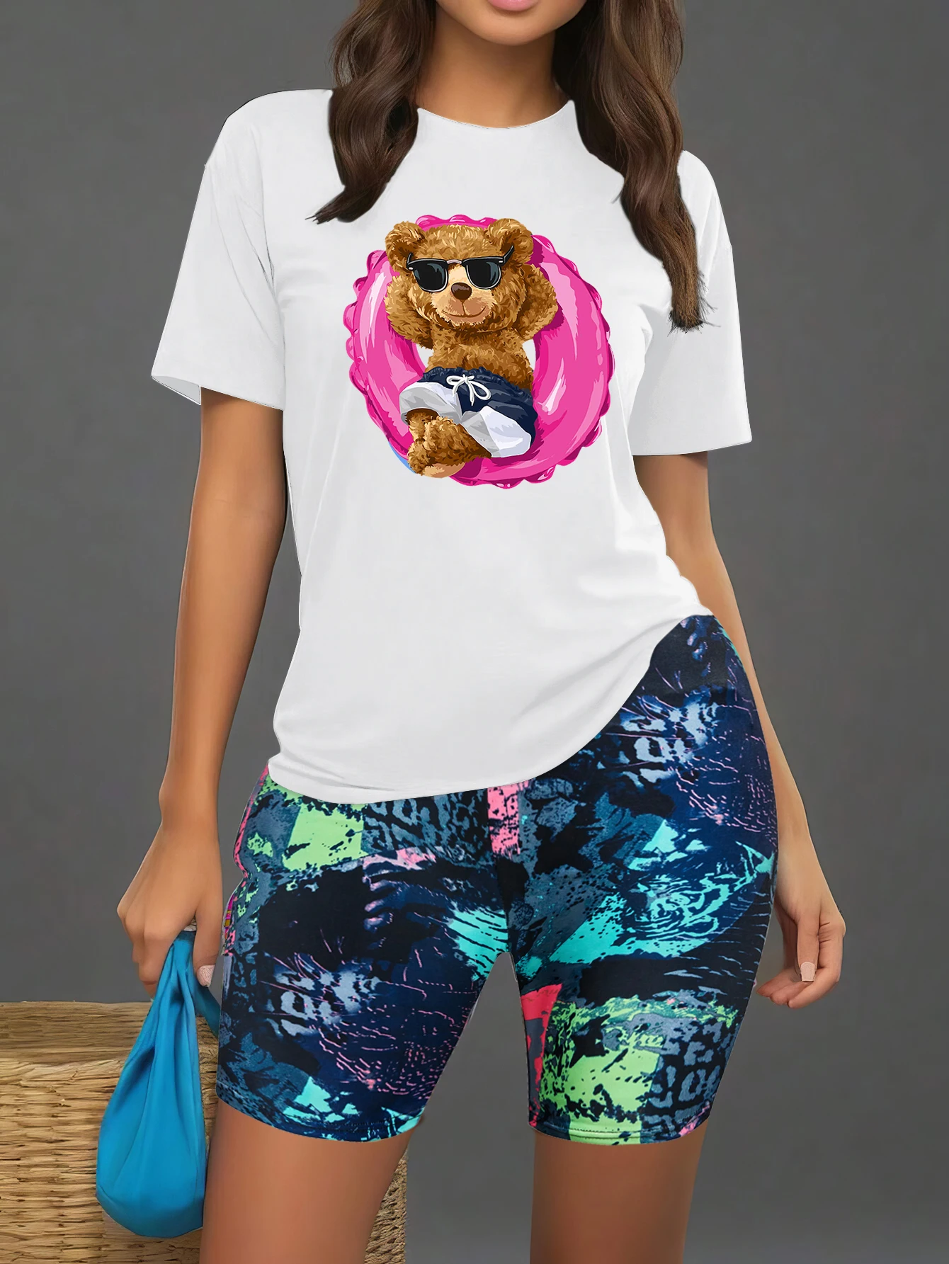 Little Bear Sunbathing Print Women T Shirts Floral Shorts Two Piece Set Fashion Novel Shorts Sets Breathable Soft T-Shirt Shorts
Little Bear Sunbathing Print Women T Shirts Floral Shorts Two Piece Set Fashion Novel Shorts Sets Breathable Soft T-Shirt Shorts
