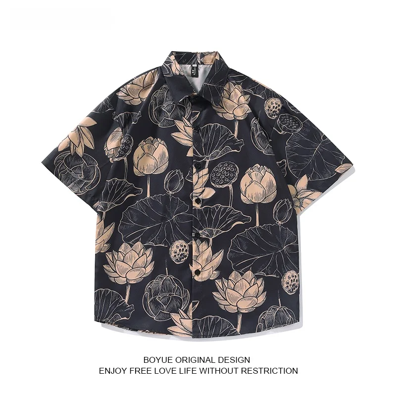 Boyue Lotus Print Men's irt Summer Beach Casual Trendy Floral Pattern f Sve Loose Fit Youthful Sle Five Button Plaet
Boyue Lotus Print Men's irt Summer Beach Casual Trendy Floral Pattern f Sve Loose Fit Youthful Sle Five Button Plaet