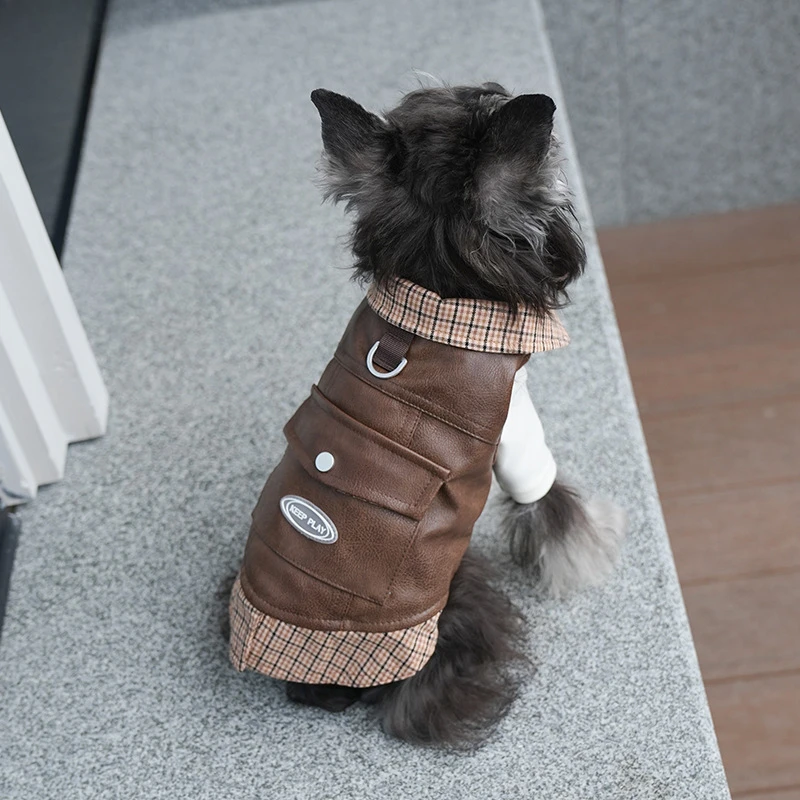 Autumn Winter Clothes Lapel Leather Jacket Patchwork Plaid Little Dog Warm and Plush Two Legged Pet Clothing Puppy Clothes
Autumn Winter Clothes Lapel Leather Jacket Patchwork Plaid Little Dog Warm and Plush Two Legged Pet Clothing Puppy Clothes