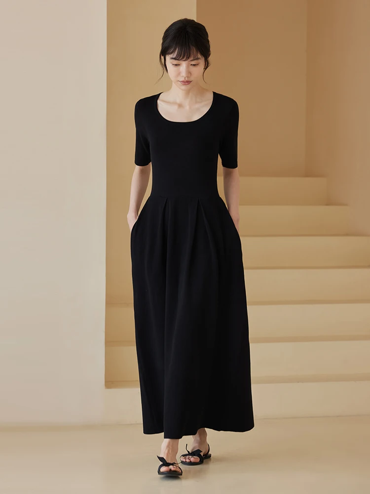 Elegant Slimming High Elastic Ice Silk Dress Women's Summer Casual Pure Color Waist-Cinching Short Sleeve U-Neck Dress
Elegant Slimming High Elastic Ice Silk Dress Women's Summer Casual Pure Color Waist-Cinching Short Sleeve U-Neck Dress