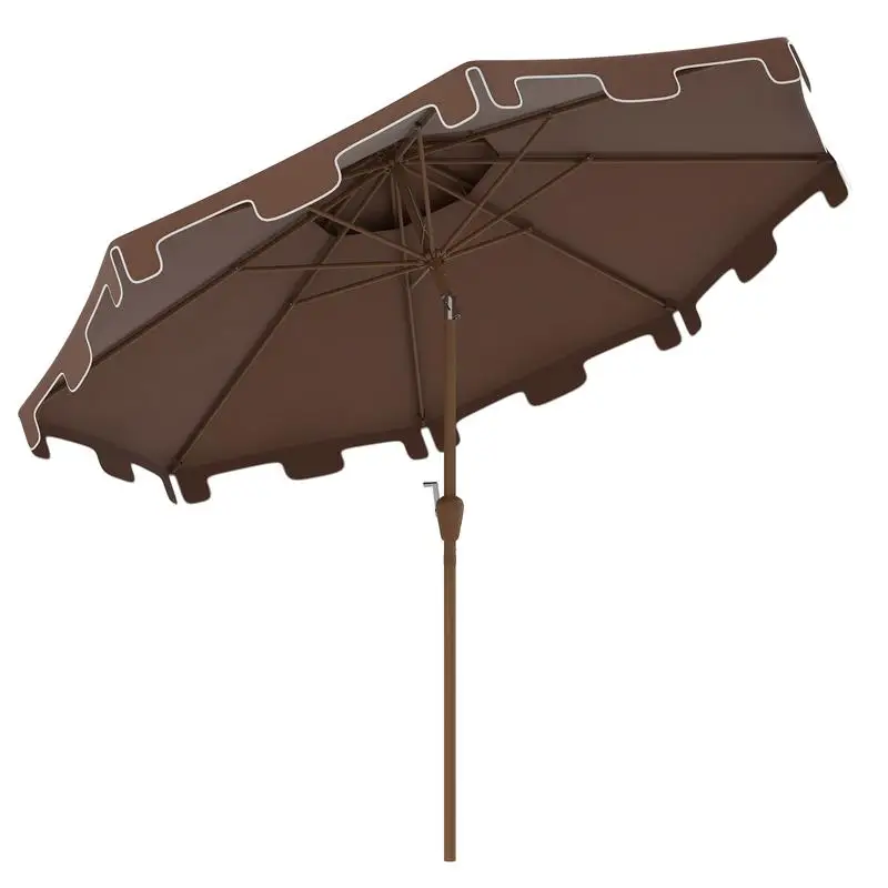 9' Patio Umbrella with Push Button Tilt & Crank, Double Top Ruffled Outdoor Market Umbrella with 8 Ribs for Garden, Deck, Pool,
9' Patio Umbrella with Push Button Tilt & Crank, Double Top Ruffled Outdoor Market Umbrella with 8 Ribs for Garden, Deck, Pool,
