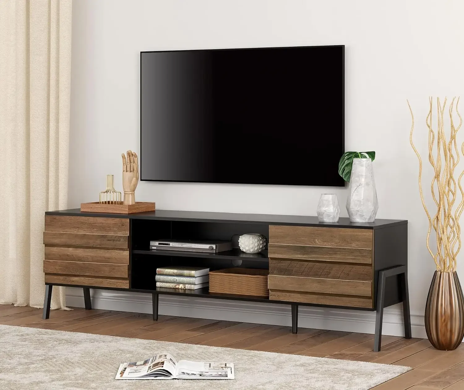 Mid-Century Modern TV Stand, Flat Screen Wood TV Console Media Cabinet with Storage, Home Entertainment Center for Living Room
Mid-Century Modern TV Stand, Flat Screen Wood TV Console Media Cabinet with Storage, Home Entertainment Center for Living Room