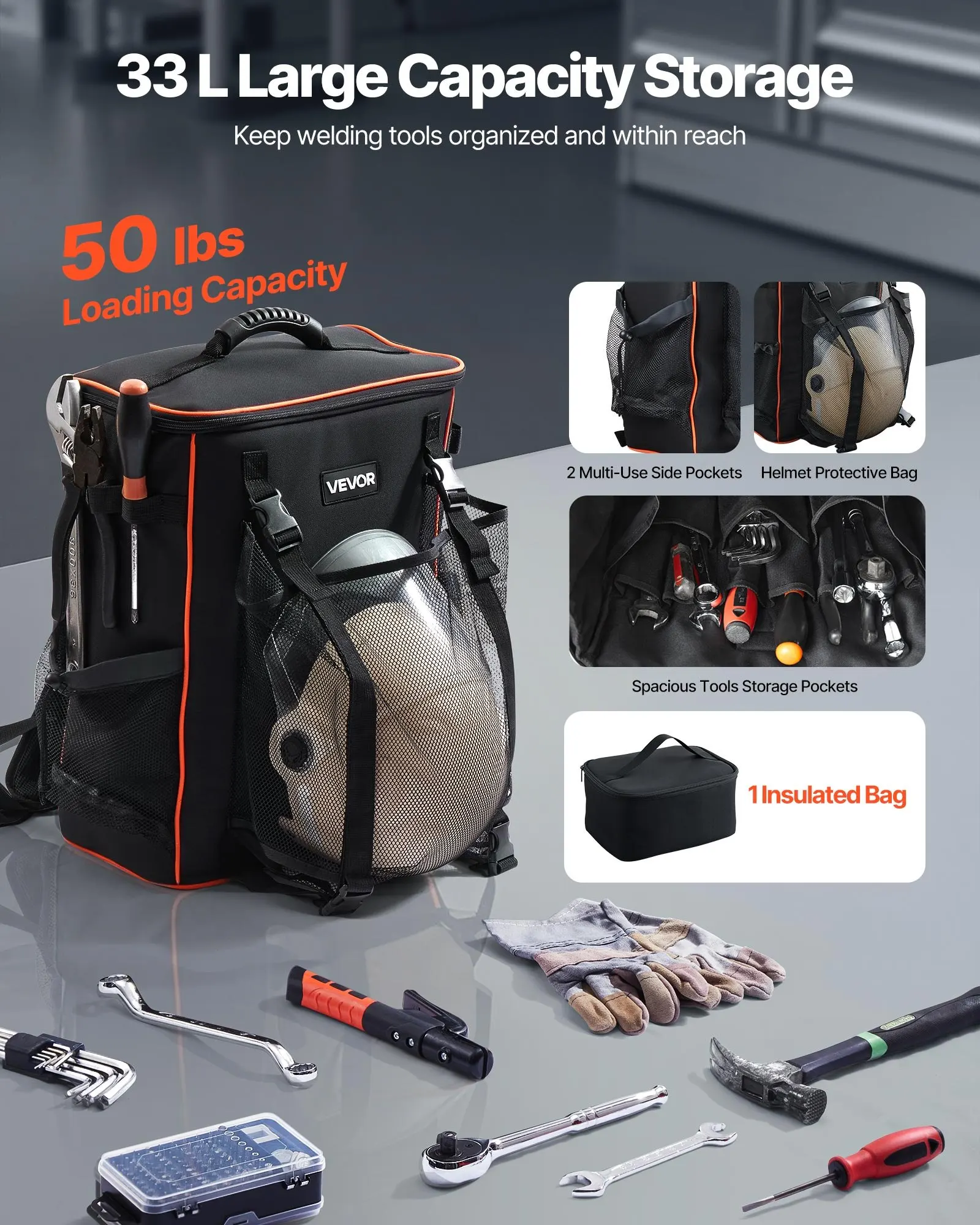 Welding Backpack, 33L Welder Backpack With Insulated Bag & Helmet Bag, 600D Polyester Extreme Gear Pack For Tools And Helmet, Multi-Purpose Gear Storage Bag For Welding, Outdoor Camping, Hiking
Welding Backpack, 33L Welder Backpack With Insulated Bag & Helmet Bag, 600D Polyester Extreme Gear Pack For Tools And Helmet, Multi-Purpose Gear Storage Bag For Welding, Outdoor Camping, Hiking