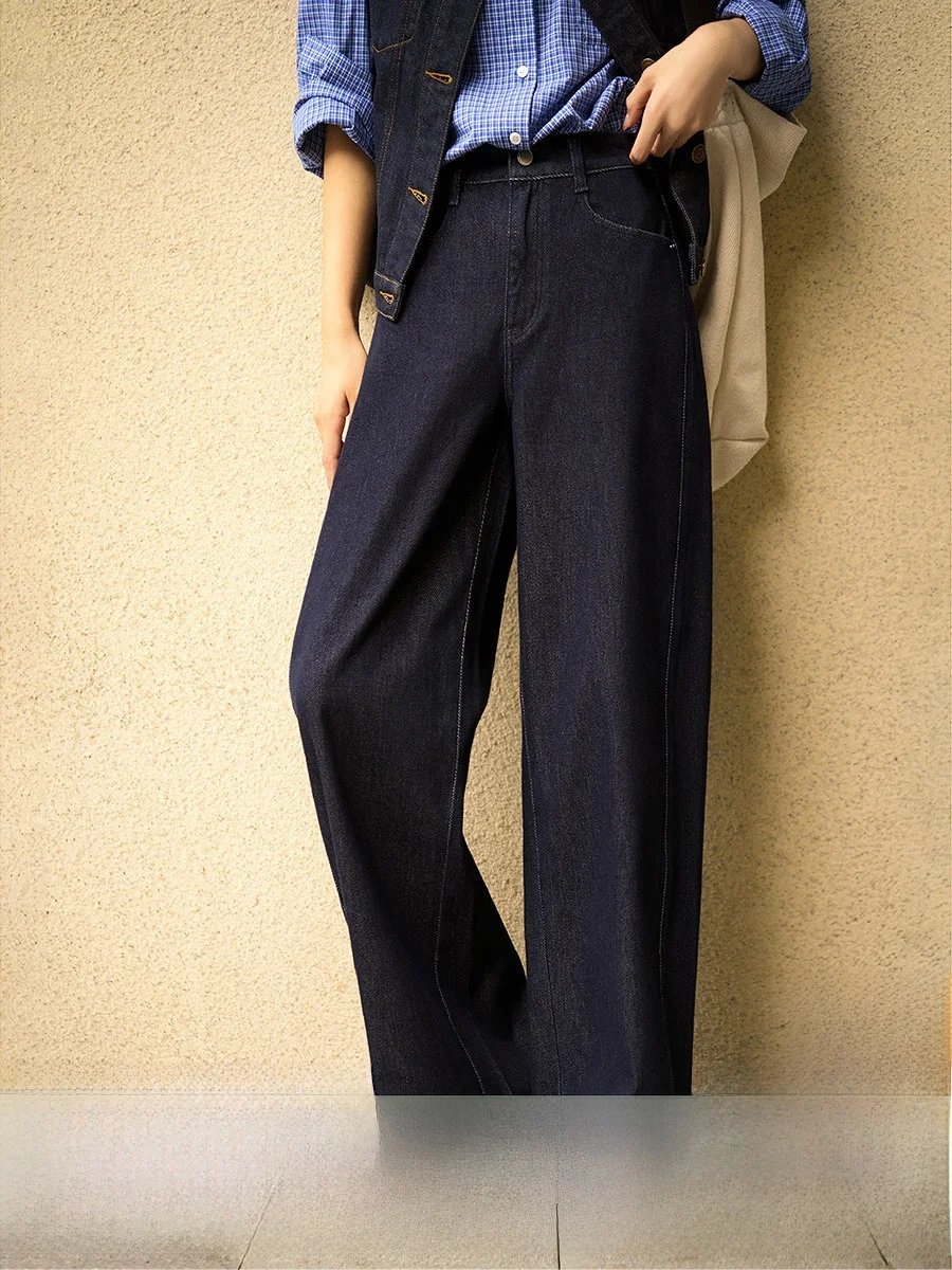 Denim Blue Wide Leg Straight Cut Casual Pants High Waist Cotton Retro Style Women's Jeans New Arrival Autumn Season Non-Stretch
Denim Blue Wide Leg Straight Cut Casual Pants High Waist Cotton Retro Style Women's Jeans New Arrival Autumn Season Non-Stretch