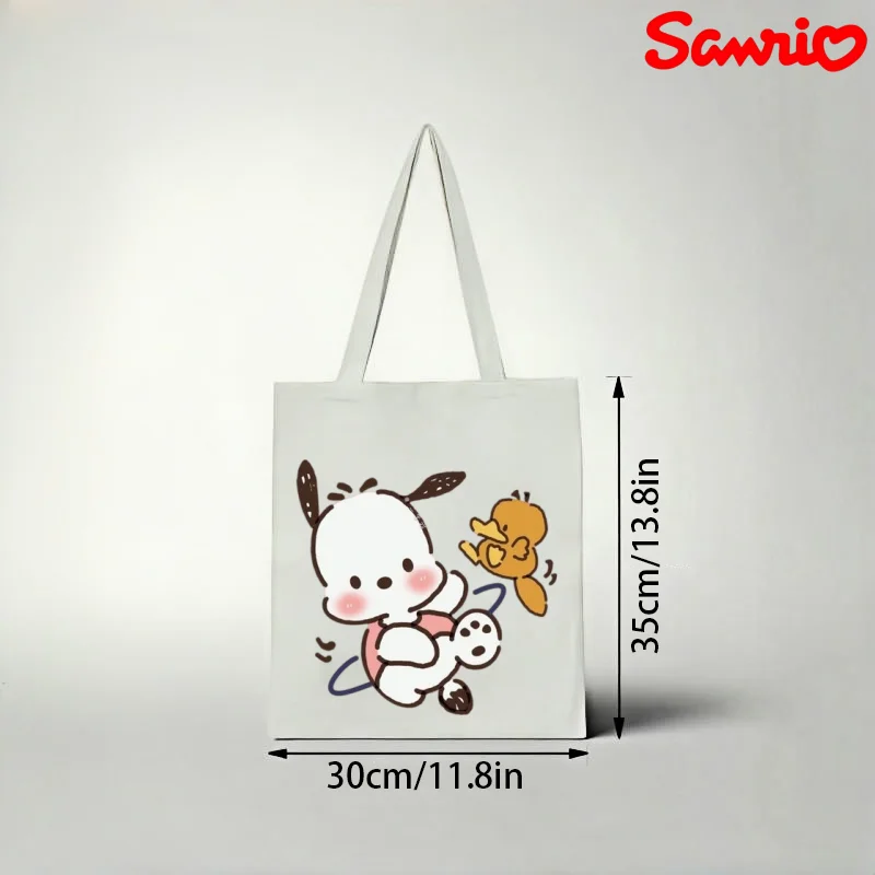 1pc Sanrio Pochacco Canvas Tote Bag, Cute Duck & Hula Hoop Print Casual Shoulder Bag, Eco-friendly Reusable Handbag
1pc Sanrio Pochacco Canvas Tote Bag, Cute Duck & Hula Hoop Print Casual Shoulder Bag, Eco-friendly Reusable Handbag