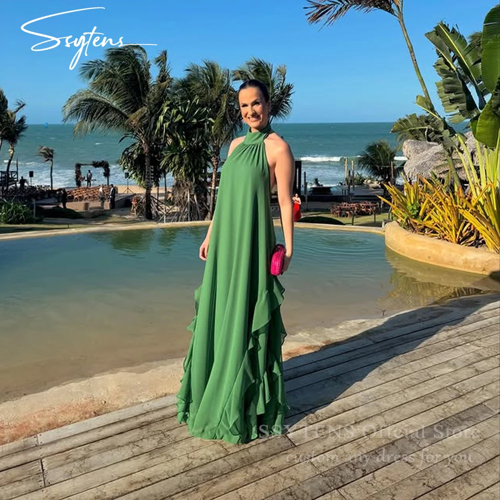 SSYTENS Green Elegant Chiffon Evening Dresses Open Back Vestidos De Fiesta Wedding Guest Long Beach Party Prom Gowns Customized
SSYTENS Green Elegant Chiffon Evening Dresses Open Back Vestidos De Fiesta Wedding Guest Long Beach Party Prom Gowns Customized