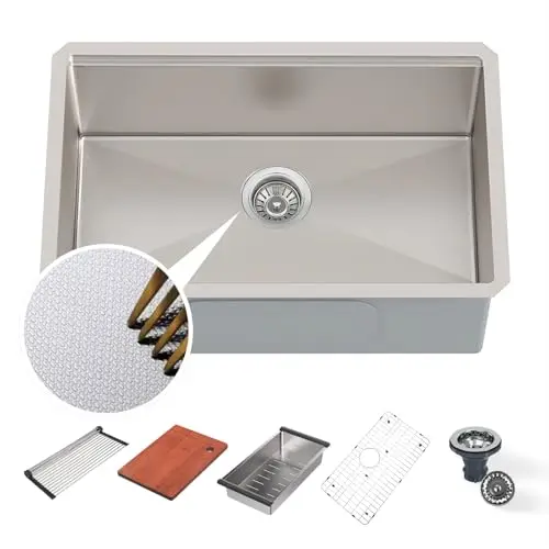 30” x 19” Undermount Stainless Steel Kitchen Sink, 10” Deep Basin With 3D Embossed Surface And Scratch-Resistant Finish
30” x 19” Undermount Stainless Steel Kitchen Sink, 10” Deep Basin With 3D Embossed Surface And Scratch-Resistant Finish