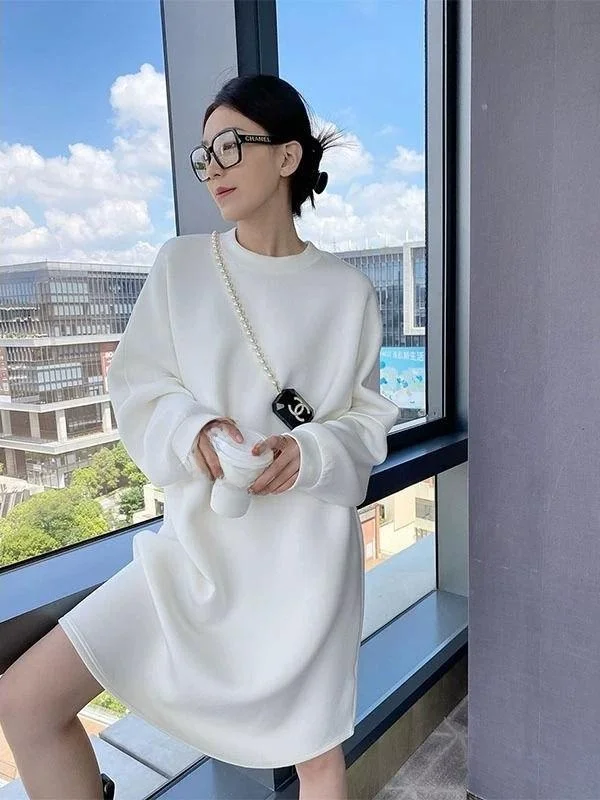 plus Size Lazy Style Sweatshirt Dress Long Sleeve Loose Slimming Autumn Dress for Heavy Women Comfortable Casual Korean Version
plus Size Lazy Style Sweatshirt Dress Long Sleeve Loose Slimming Autumn Dress for Heavy Women Comfortable Casual Korean Version