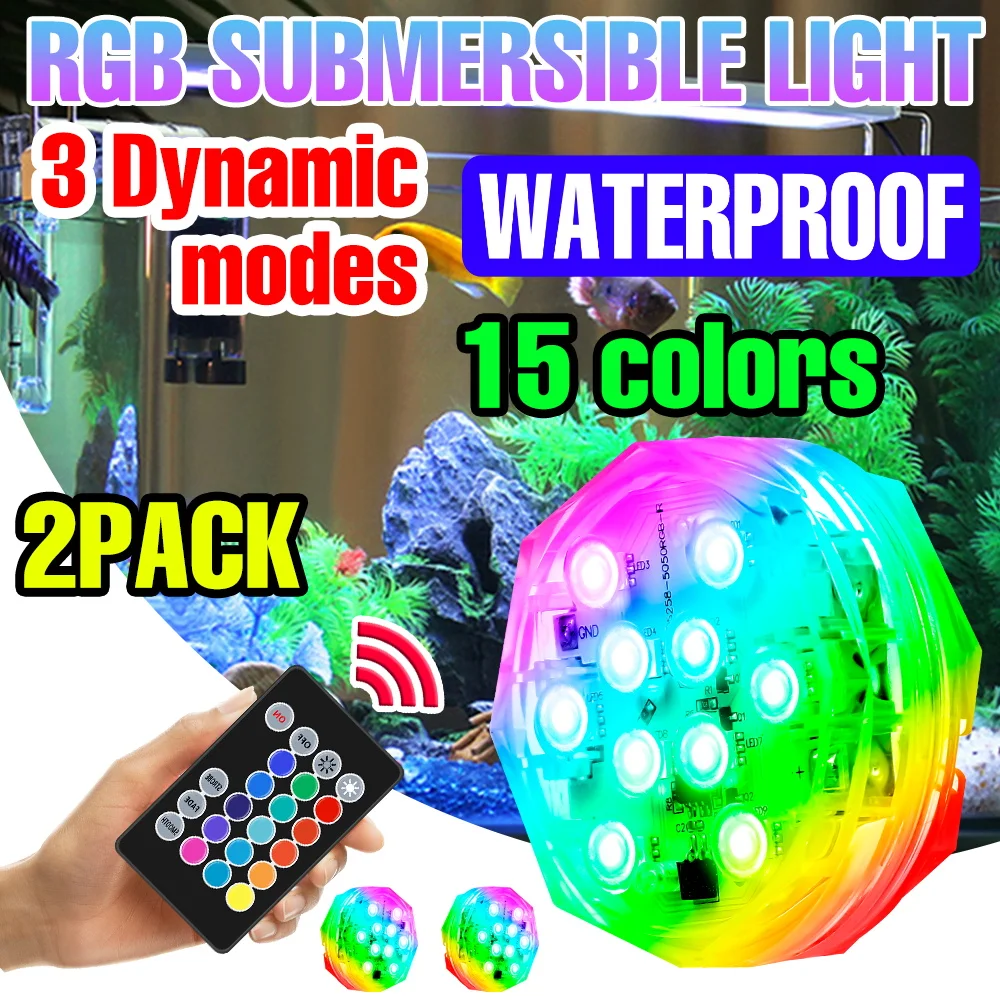 Набор из 2-х светодиодных подводных светильников RGB, разноцветные, для аквариума, 15 цветов, водонепроницаемые, с регулировкой яркости, на батарейках
Набор из 2-х светодиодных подводных светильников RGB, разноцветные, для аквариума, 15 цветов, водонепроницаемые, с регулировкой яркости, на батарейках