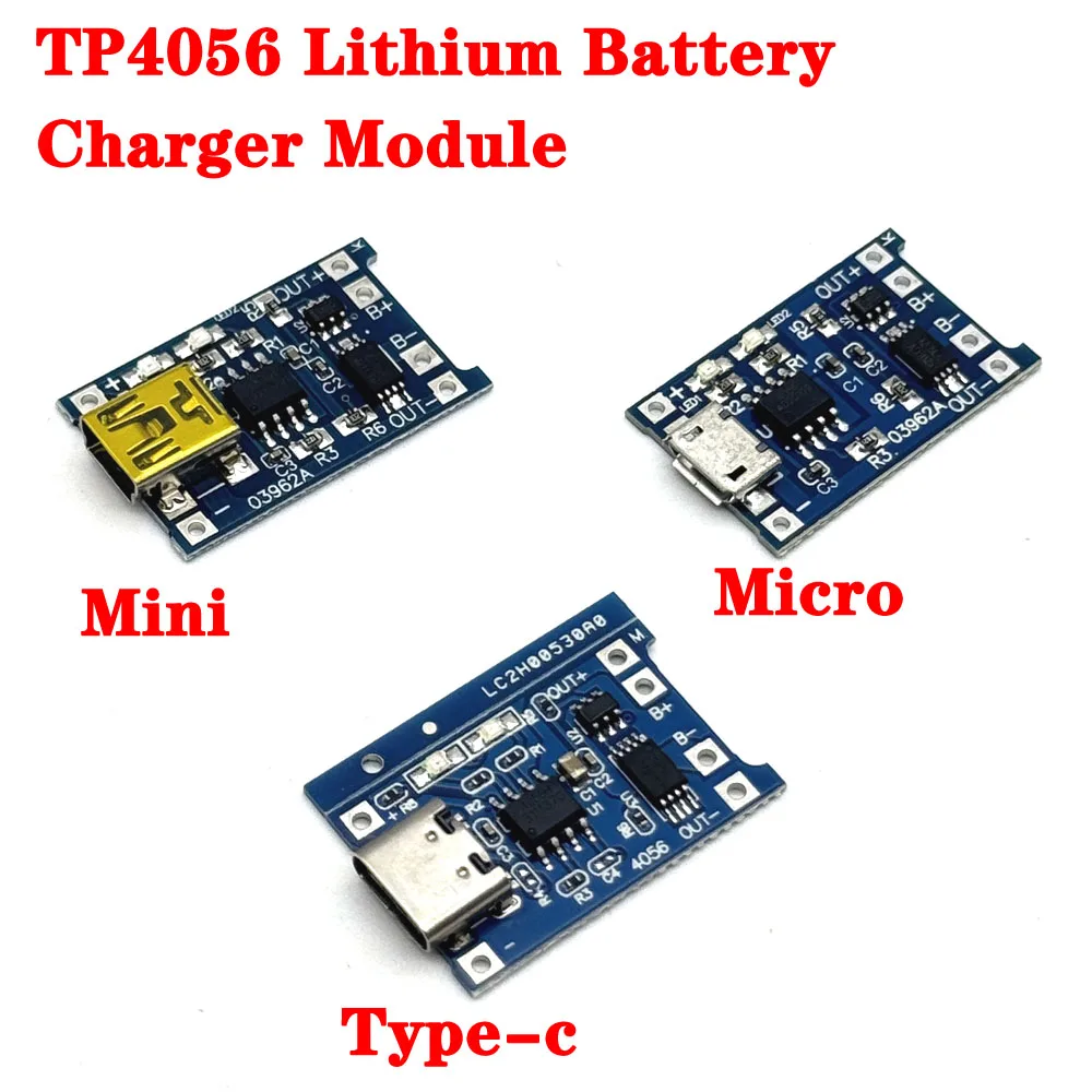 1-10pcs Type-c Micro USB 5V 1A 18650 TP4056 Lithium Battery Charger Module Charging Board With Protection Dual Functions 1A
1-10pcs Type-c Micro USB 5V 1A 18650 TP4056 Lithium Battery Charger Module Charging Board With Protection Dual Functions 1A