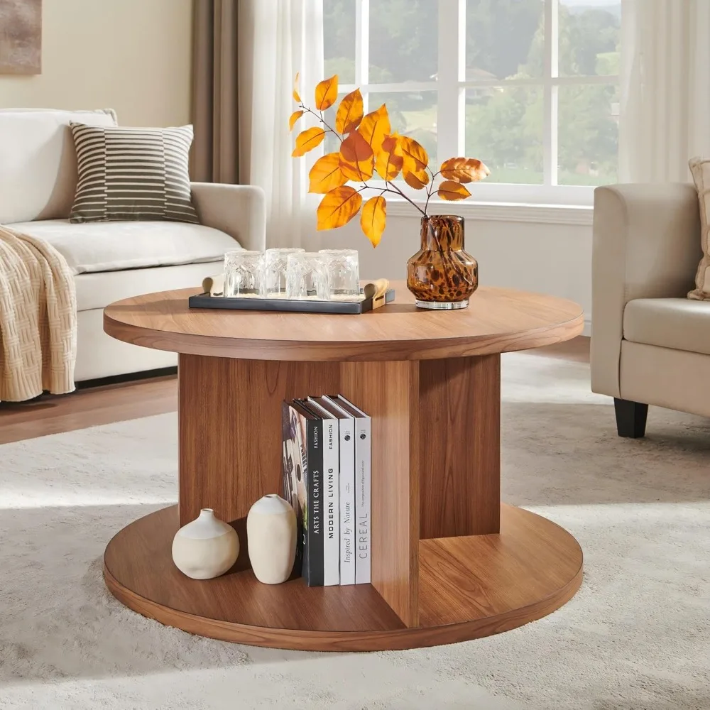 Round Coffee Table for Living Room, 32" Modern Center Table with Cross Support Structure & Open Storage Cubby, Wood ,Customized
Round Coffee Table for Living Room, 32" Modern Center Table with Cross Support Structure & Open Storage Cubby, Wood ,Customized