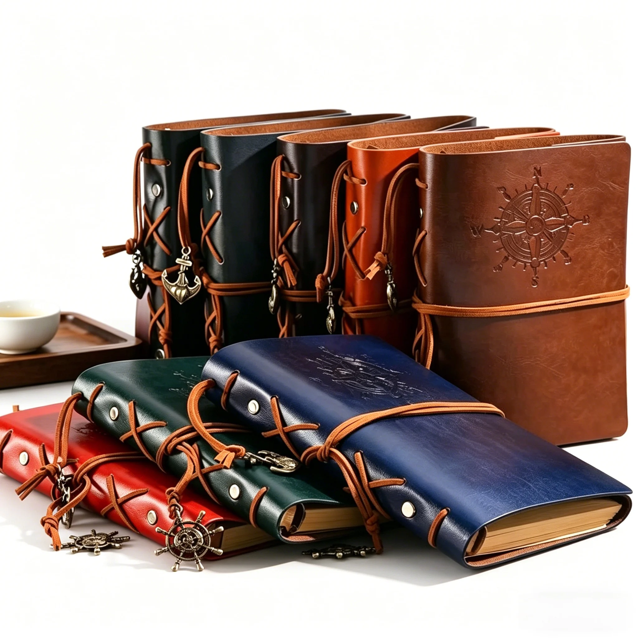 Vintage Nautical Leather Journal, Refillable Spiral Notebook with Compass Embossed & Pirate Charms,Retro PU Leather Travel Diary
Vintage Nautical Leather Journal, Refillable Spiral Notebook with Compass Embossed & Pirate Charms,Retro PU Leather Travel Diary