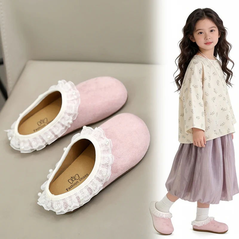 Girls Lace Trim Mule Slippers Kids Soft Non-slip Sole Indoor Home Shoes Cute Princess Slides for Little Girls Pink Beige Blue
Girls Lace Trim Mule Slippers Kids Soft Non-slip Sole Indoor Home Shoes Cute Princess Slides for Little Girls Pink Beige Blue