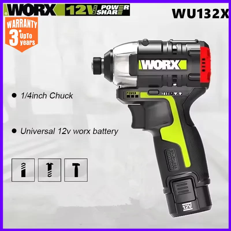 WORX WU132X WU132 Cordless Impact Screwdriver 320W 160Nm 12v 3600rpm Brushless Motor Adjust Torque Univeral Battery Power Tool
WORX WU132X WU132 Cordless Impact Screwdriver 320W 160Nm 12v 3600rpm Brushless Motor Adjust Torque Univeral Battery Power Tool