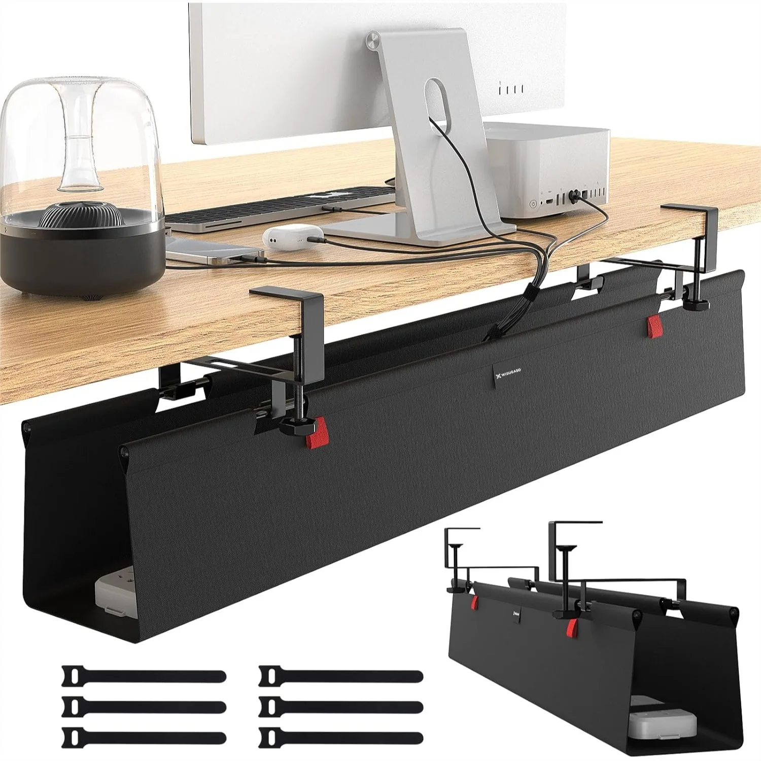 No Drill Under Desk Cable Management Tray, 48" Cord Organizer with Cable Loops, Oxford Fabric Wire Tray for Standing Desk
No Drill Under Desk Cable Management Tray, 48" Cord Organizer with Cable Loops, Oxford Fabric Wire Tray for Standing Desk