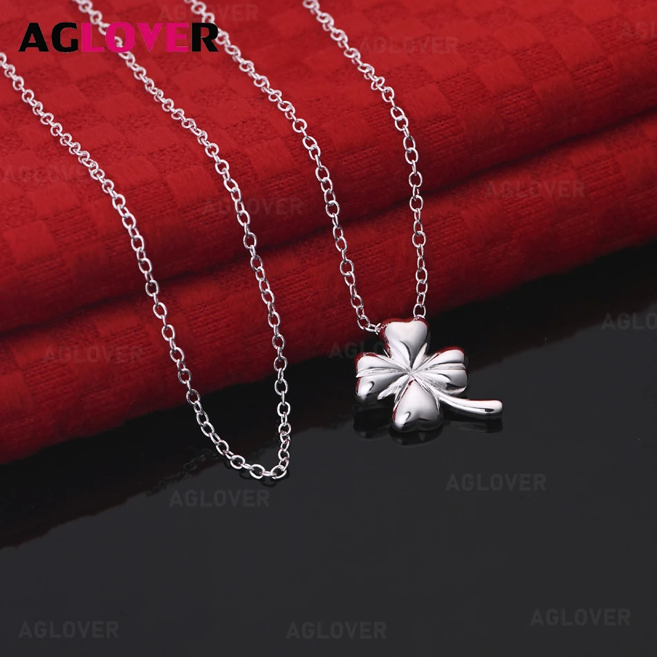 AGLOVER 925 Sterling Silver Four-Leaf Clover Pendant Necklace Small Fresh Design Women's Engagement Jewelry 
AGLOVER 925 Sterling Silver Four-Leaf Clover Pendant Necklace Small Fresh Design Women's Engagement Jewelry