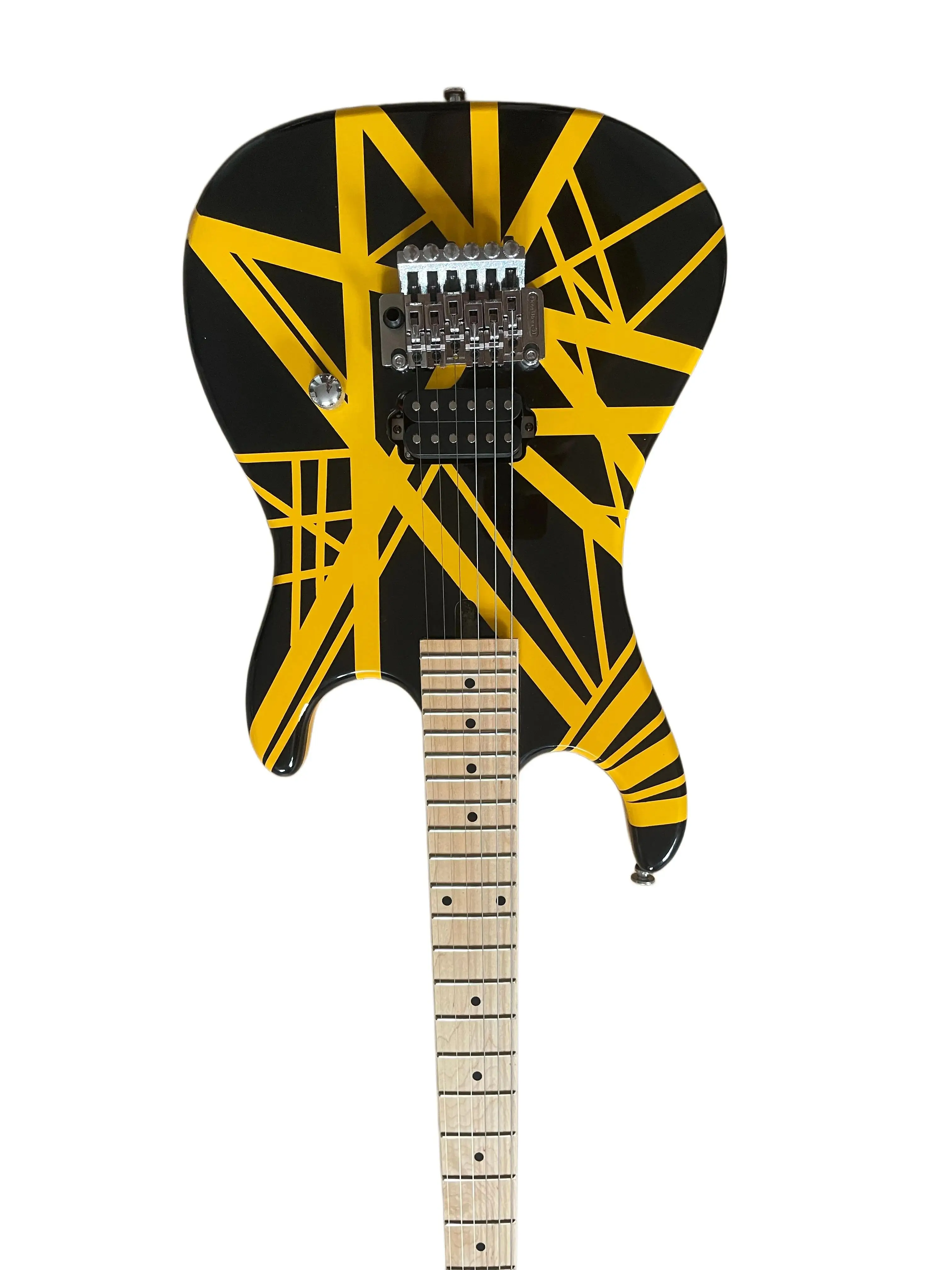 Yellow Stripe Black 5150 Electric Guitar with Floyd Rose Tremolo Bridge Locking Nut Maple Neck And Fingerboard
Yellow Stripe Black 5150 Electric Guitar with Floyd Rose Tremolo Bridge Locking Nut Maple Neck And Fingerboard