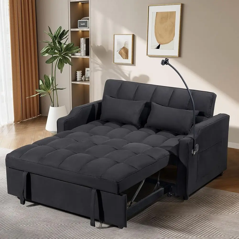 3-in-1 Velvet Convertible Sofa Bed with USB & Type C Ports, Pull Out Loveseat with Cup Holder for Living Room
3-in-1 Velvet Convertible Sofa Bed with USB & Type C Ports, Pull Out Loveseat with Cup Holder for Living Room