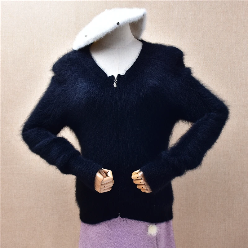 Ladies Women Spring Autumn Black Hairy Mink Cashmere Knitted Zippers Long Sleeves Slim Cardigans Angora Fur Sweater Jacket Pull
Ladies Women Spring Autumn Black Hairy Mink Cashmere Knitted Zippers Long Sleeves Slim Cardigans Angora Fur Sweater Jacket Pull