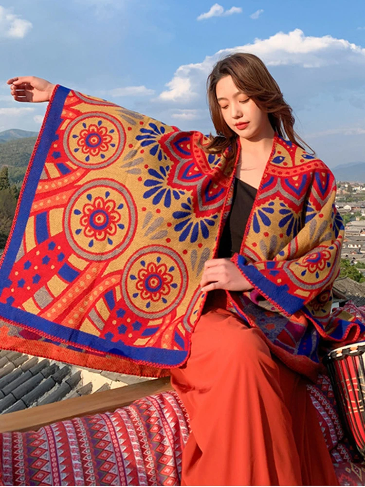 Fashion Imitation Cashmere Women Scarf Winter Floral Poncho Warm Female Boho Wrap Blanket Capa Para Mujer Pashmina Shawl Chales
Fashion Imitation Cashmere Women Scarf Winter Floral Poncho Warm Female Boho Wrap Blanket Capa Para Mujer Pashmina Shawl Chales