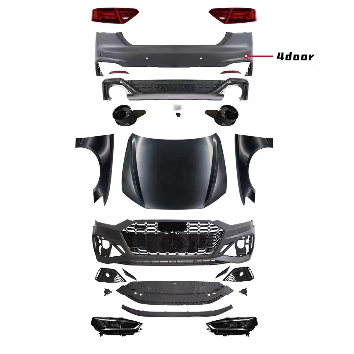 Automotive facelift upgrade hood bumpers body kit for Audi A5 2008-2016 refit to 2023 style.
Automotive facelift upgrade hood bumpers body kit for Audi A5 2008-2016 refit to 2023 style.