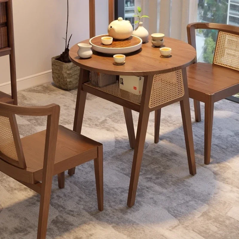 Solid wood balcony tea table and chair combination casual tea drinking three-piece creative small one table and two chairs
Solid wood balcony tea table and chair combination casual tea drinking three-piece creative small one table and two chairs