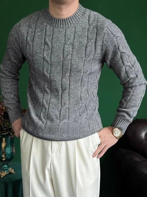 Осенне-зимний свитер в итальянском стиле, облегающий, с круглым вырезом, из трикотажа Mouton, с узором «косы», мужская вязаная рубашка в стиле ретро
Осенне-зимний свитер в итальянском стиле, облегающий, с круглым вырезом, из трикотажа Mouton, с узором «косы», мужская вязаная рубашка в стиле ретро