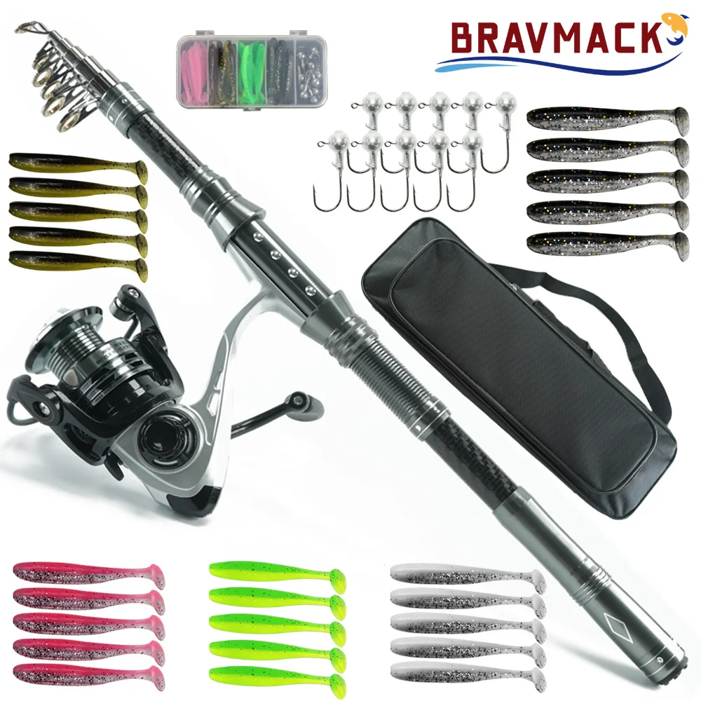BRAVMACK 82.68" Carbon Fiber Telescopic Fishing Rod Combo Reel Lures Hooks Dual Layer Tackle Bag Fishing Accessories
BRAVMACK 82.68" Carbon Fiber Telescopic Fishing Rod Combo Reel Lures Hooks Dual Layer Tackle Bag Fishing Accessories