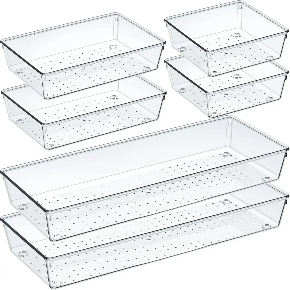 6 large size clear drawer organizer sets, acrylic non-slip and crack kitchen drawer storage tray dividers
6 large size clear drawer organizer sets, acrylic non-slip and crack kitchen drawer storage tray dividers