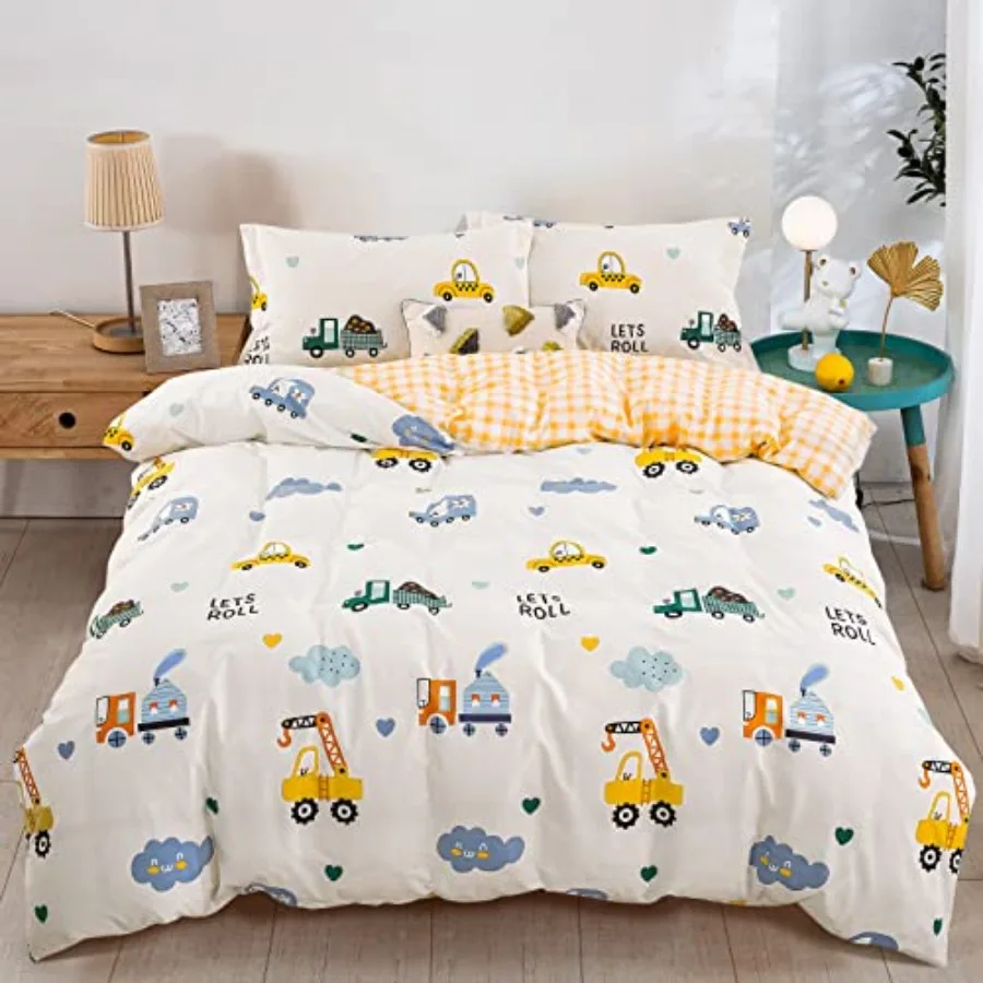 Duvet Cover Set Cotton Cartoon Car Bedding Set for Boys Girls 2 Pieces Soft Breathable White Yellow Plaid Reversible Comforter
Duvet Cover Set Cotton Cartoon Car Bedding Set for Boys Girls 2 Pieces Soft Breathable White Yellow Plaid Reversible Comforter