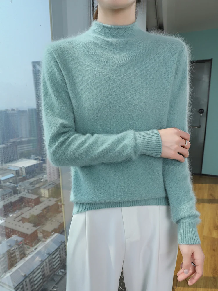TLOML Women 100% Mink Cashmere Sweater Mock Neck Pullover Autumn Winter Basic Cashmere Knitwear Soft Warm High Strecth Versatile
TLOML Women 100% Mink Cashmere Sweater Mock Neck Pullover Autumn Winter Basic Cashmere Knitwear Soft Warm High Strecth Versatile