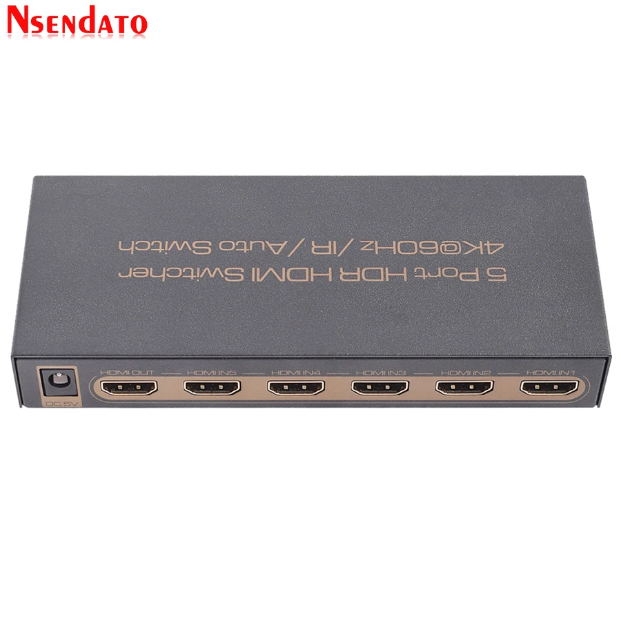 4K 60Hz 5 Port HDR HDMI 2.0 Switcher 5X1 5 in 1 out 4K 60Hz HDMI Switch With Auto & IR for PS4 DVD Blue-ray Player PC HDCP2.2
4K 60Hz 5 Port HDR HDMI 2.0 Switcher 5X1 5 in 1 out 4K 60Hz HDMI Switch With Auto & IR for PS4 DVD Blue-ray Player PC HDCP2.2