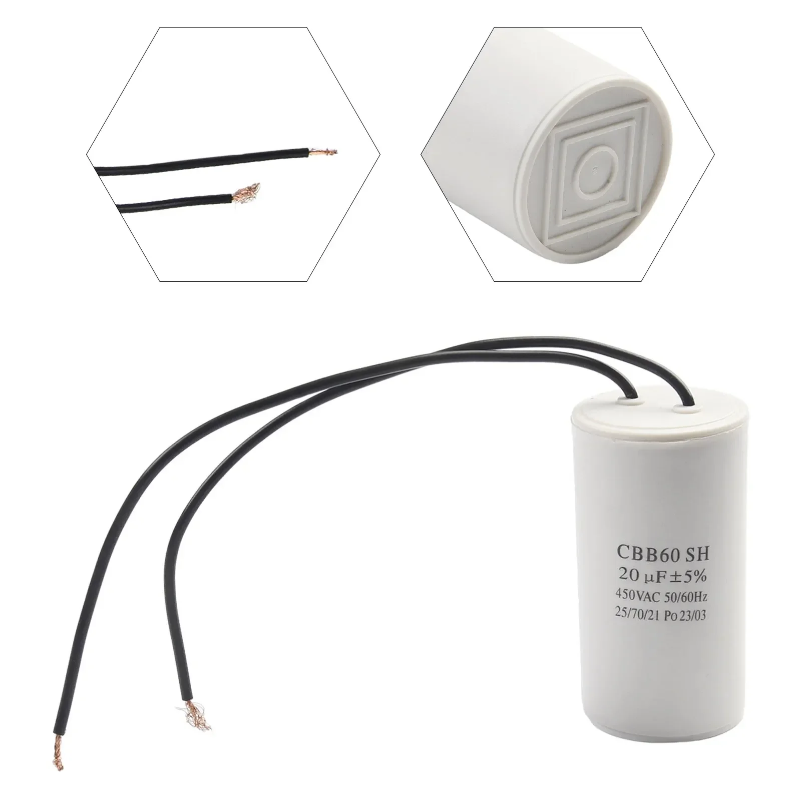 CBB60 Run Capacitor Run Round Capacitor White 20uf 40*73mm 40/70/21 450V AC Accessories For Motor 100% Brand New
CBB60 Run Capacitor Run Round Capacitor White 20uf 40*73mm 40/70/21 450V AC Accessories For Motor 100% Brand New