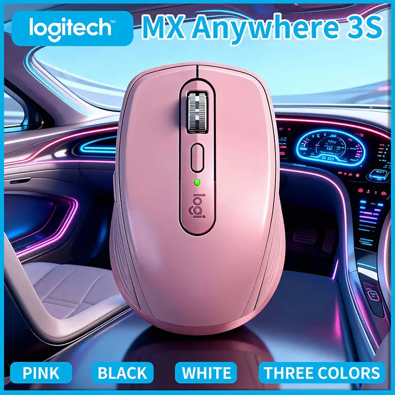 Compact Logitech MX Anywhere 3S Mouse - 8K DPI, MagSpeed Hyper-Scroll, USB-C Charging, Travel-Ready, Multi-OS Support Office