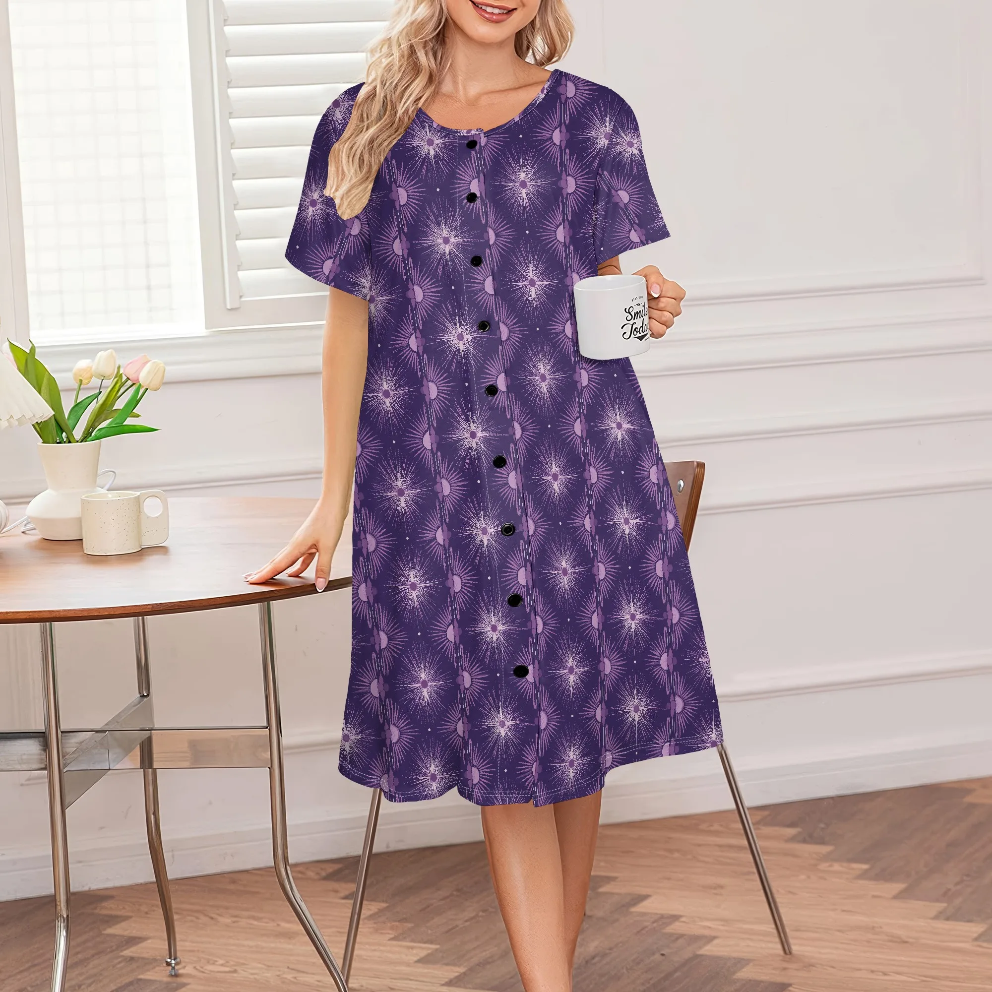 Purple Starry Swirl Print Plus Size Dress Women's Casual Button-Down Summer Dress S-3XL Elegant Daywear or Evening Chic
Purple Starry Swirl Print Plus Size Dress Women's Casual Button-Down Summer Dress S-3XL Elegant Daywear or Evening Chic