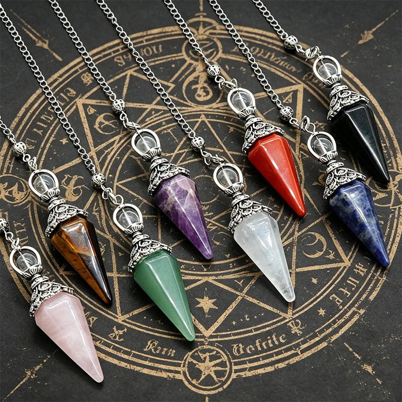 6pcs/lot Natural crystal hexagonal pillar spirit pendulum pendant, dual-use, retro court style pendant jewelry
6pcs/lot Natural crystal hexagonal pillar spirit pendulum pendant, dual-use, retro court style pendant jewelry