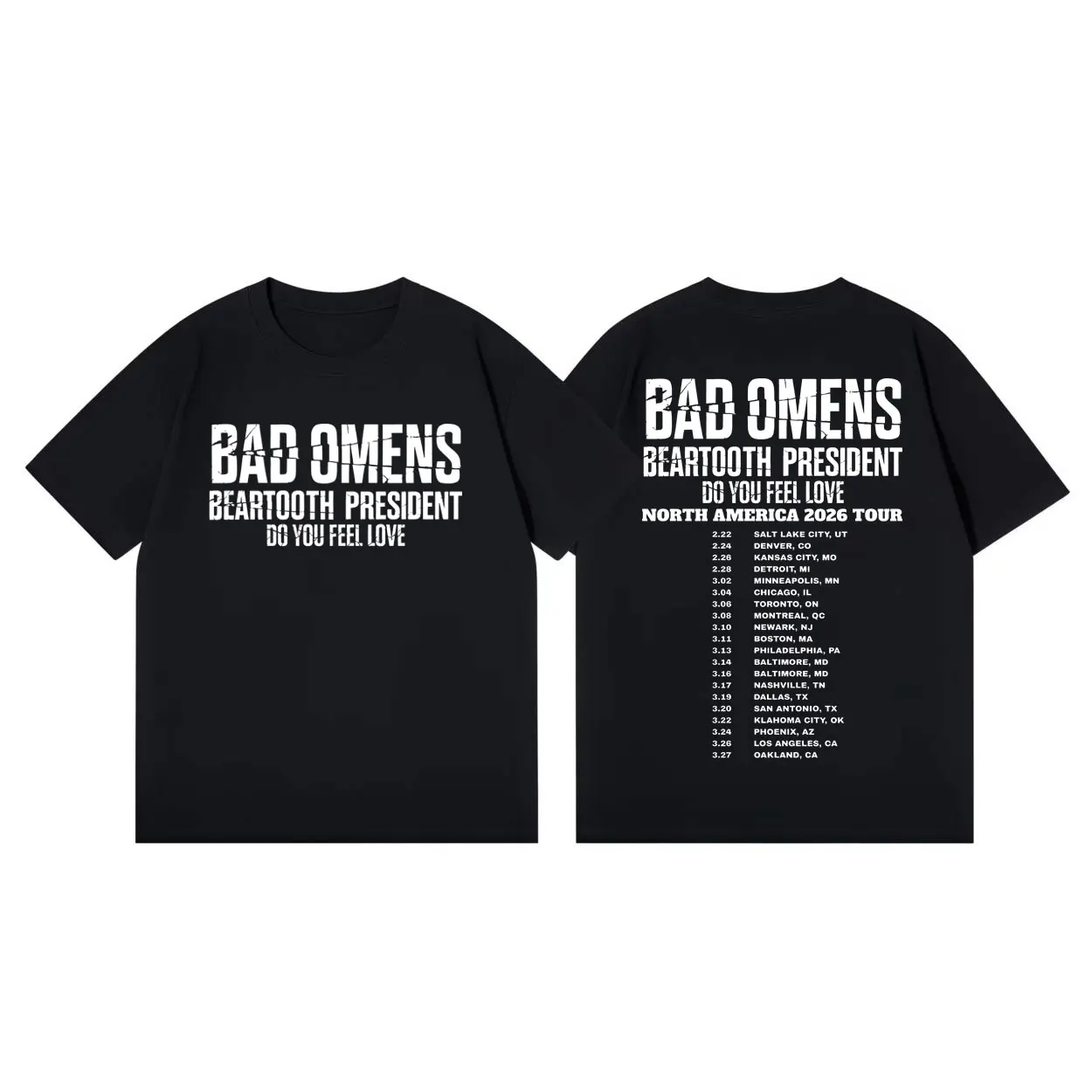 Bad Omens Do You Feel Love Tour 2026 Print T Shirt Streetwear Metalcore Rock T-shirt Men Women Casual Fashion Oversized T-shirts
Bad Omens Do You Feel Love Tour 2026 Print T Shirt Streetwear Metalcore Rock T-shirt Men Women Casual Fashion Oversized T-shirts