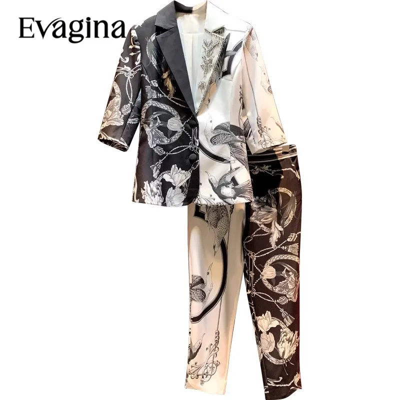 Evagina Vintage Print Neckline Nail Bead Suit Spring Autumn Women's Suit Collar Coat +TrousersHigh End Two Piece Set
Evagina Vintage Print Neckline Nail Bead Suit Spring Autumn Women's Suit Collar Coat +TrousersHigh End Two Piece Set