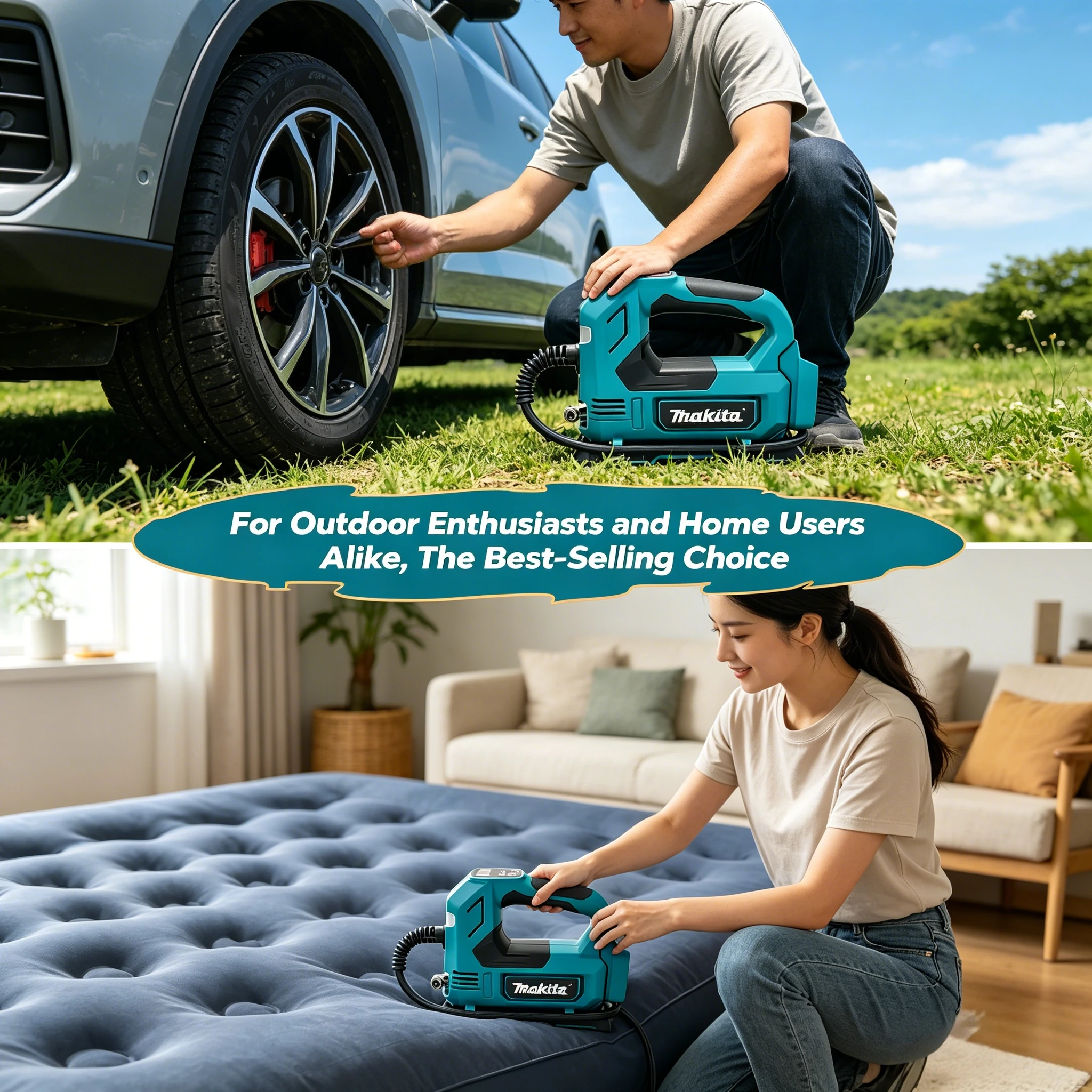 Makita DYS59 18V Cordless Automatic Inflator, Handheld Air Pump for Car Tires, For Makita 18V Battery(tool without battery)
Makita DYS59 18V Cordless Automatic Inflator, Handheld Air Pump for Car Tires, For Makita 18V Battery(tool without battery)