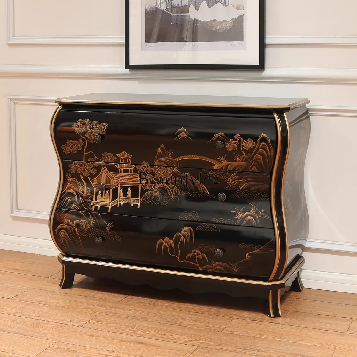 New Chinese painted retro American decorative cabinet hand painted furniture drawer storage side cabinet
New Chinese painted retro American decorative cabinet hand painted furniture drawer storage side cabinet