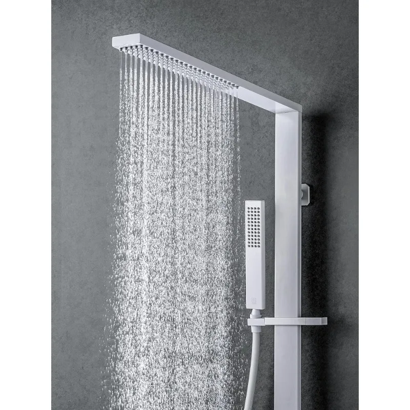 Minimal matte white thermostatic shower shower set Wall-mounted rain set Pressurized water outlet
Minimal matte white thermostatic shower shower set Wall-mounted rain set Pressurized water outlet