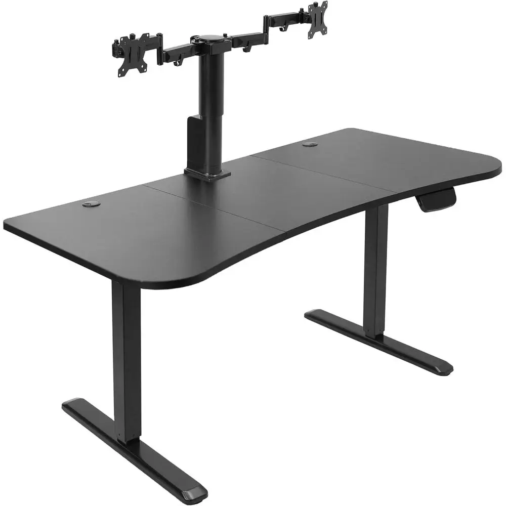 63x32 Inch Electric Desk with Dual Motorized Monitor Mount, Touch Height Control, 32 Monitor Support, Memory Settings, Black
63x32 Inch Electric Desk with Dual Motorized Monitor Mount, Touch Height Control, 32 Monitor Support, Memory Settings, Black