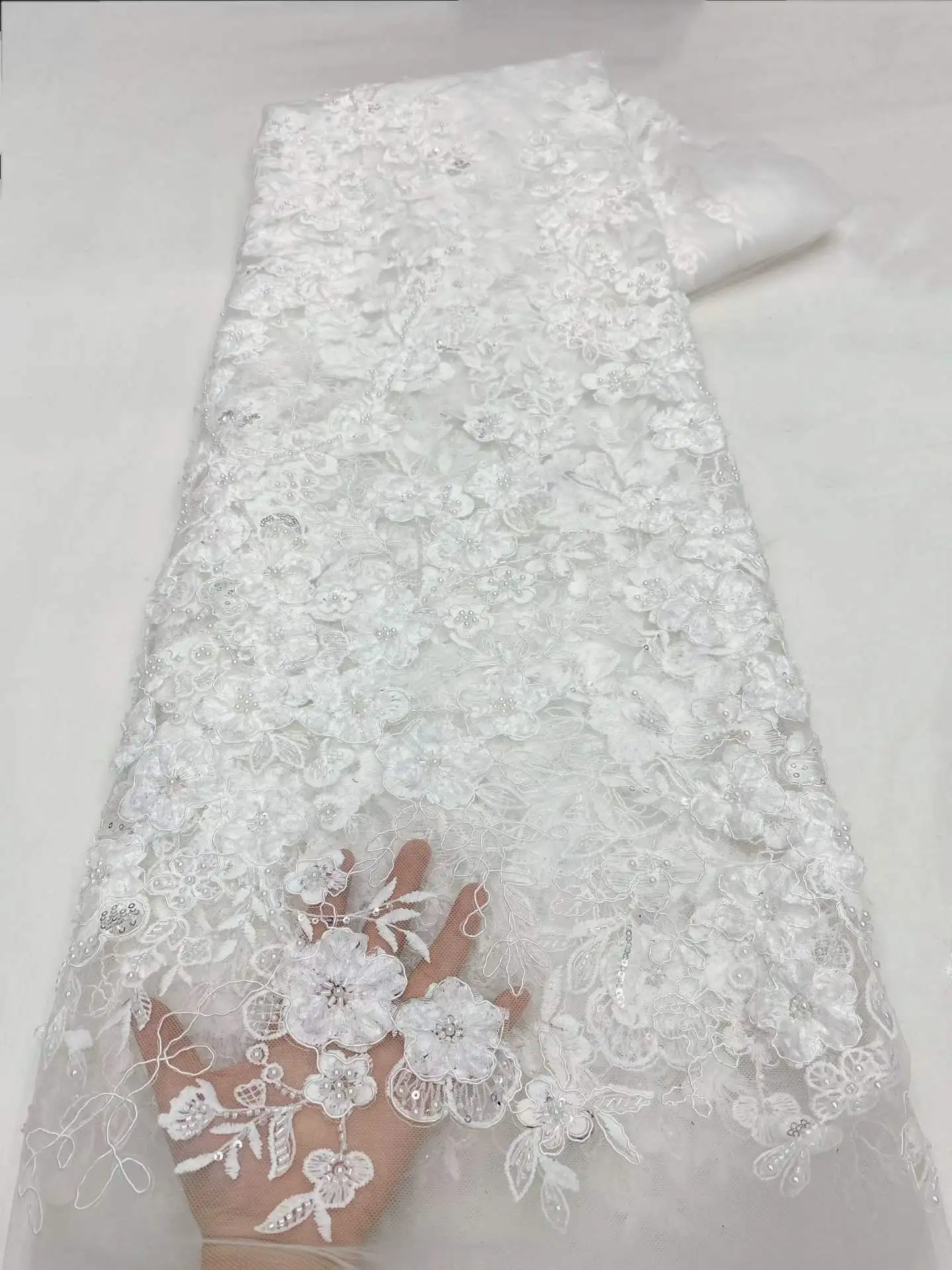 White African Lace Fabric 5 Yards Embroiderd Nigerian Lace Fabric 2026 High Quality Laces Groom Tulle French Lace For Dress
White African Lace Fabric 5 Yards Embroiderd Nigerian Lace Fabric 2026 High Quality Laces Groom Tulle French Lace For Dress